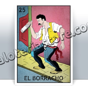 El Borracho Loteria Card - The Drunk Mexican Bingo Art Print - Poster - Plusieurs tailles