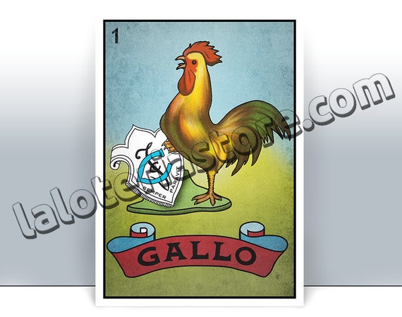 El Gallo Loteria Card The Rooster Mexican Bingo Art Print | Etsy