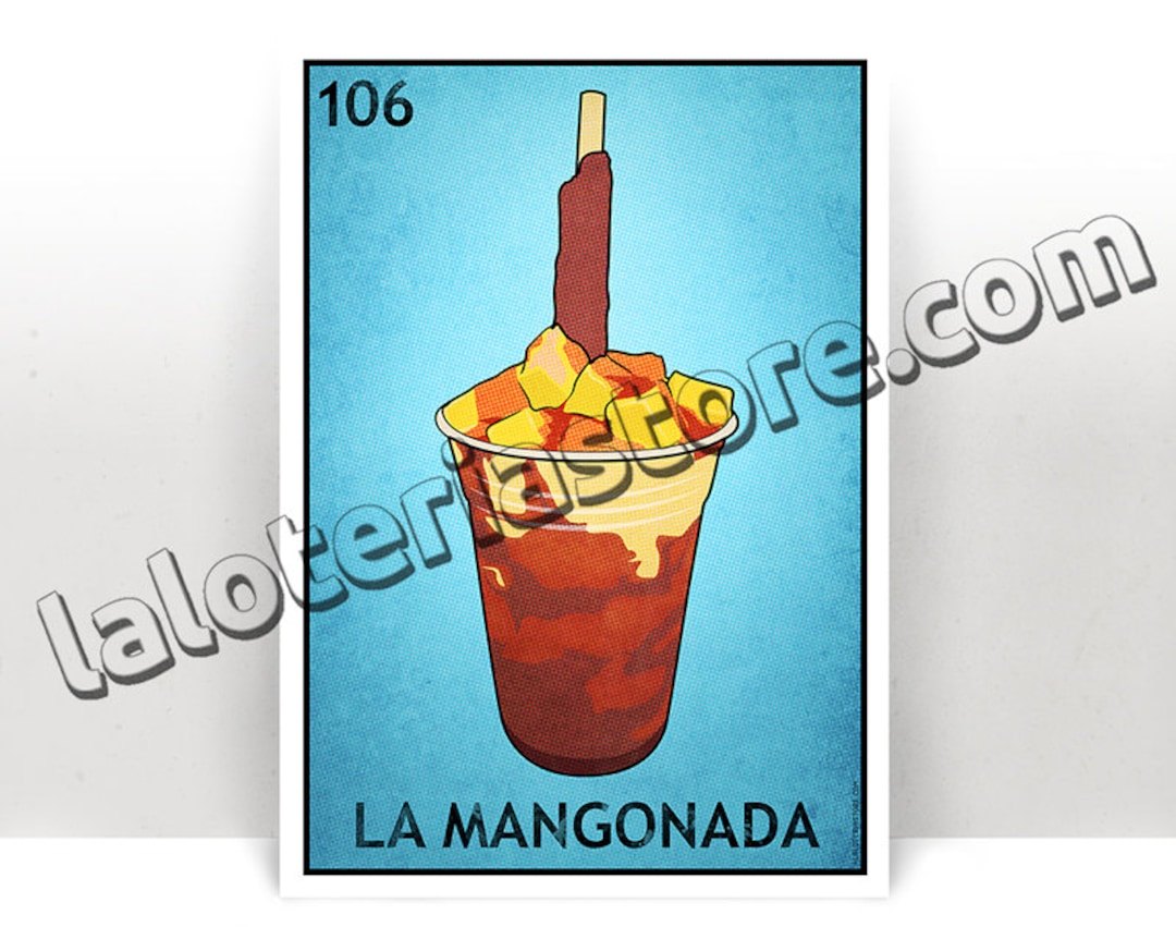 La Mangonada Mexican Lottery Game Card - Mexican Food Bingo Mango Drink ...