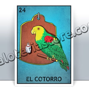 El Cotorro Loteria Card - Papagei mexikanischen Bingo Kunst-Druck - Poster - viele Größen