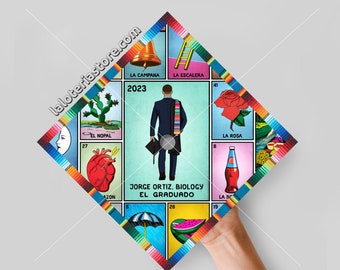 2023 Personalized Graduate Topper Graduation Big Cards Loteria Cardstock Print - Custom Graduation Topper - Latino - Latinx