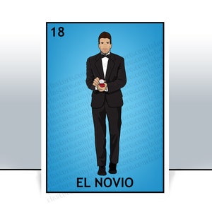 El Novio Loteria Karte - der Bräutigam mexikanischen Bingo-Kunstdruck - Hochzeitskarte - Poster - viele Größen