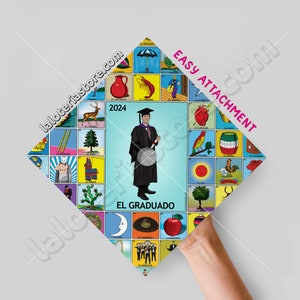 2024 El Graduado Topper Loteria Card Stock - Vinyl Print - Graduation Topper The Graduate Mexican Bingo Art Print - 9.3"x9.3"