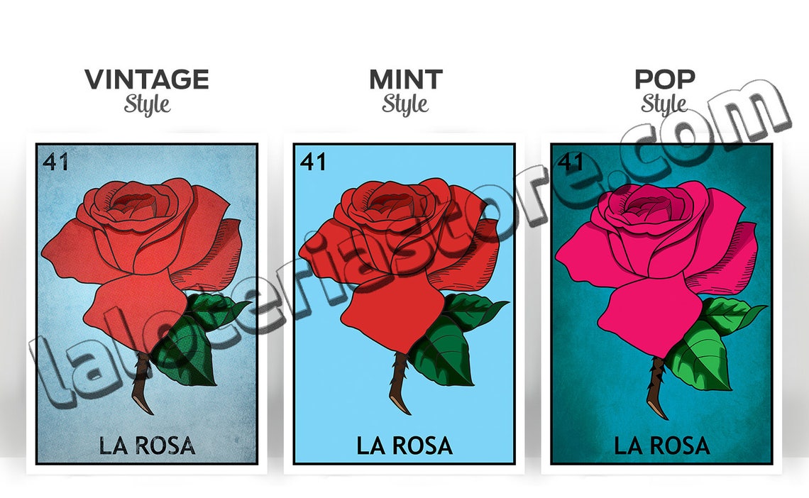 Canvas 8x10 La Rosa Loteria Card Stretched and Ready to Etsy