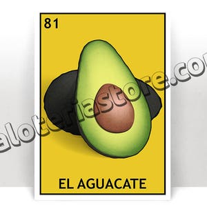 El Aguacate Loteria Karte - Avocado mexikanischen Bingo-Kunstdruck - Poster - viele Größen