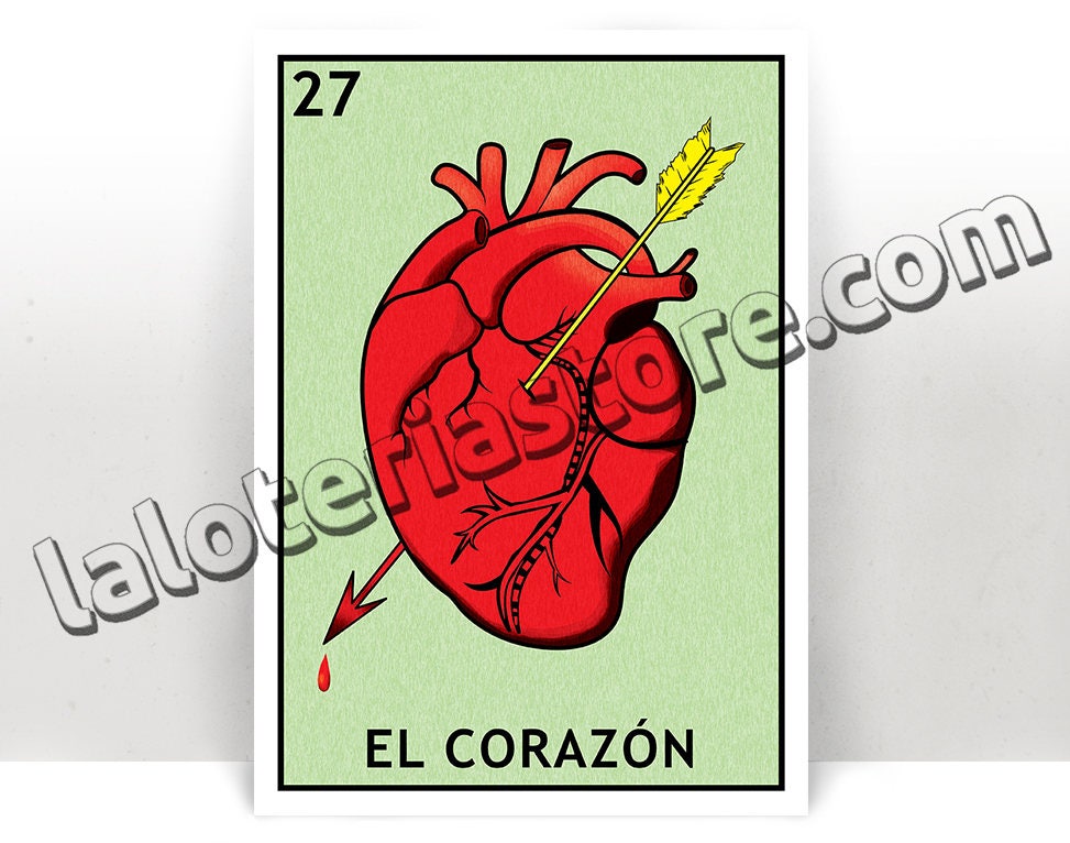 El Corazon Loteria Card - The Heart Mexican Bingo Art Print - Poster …