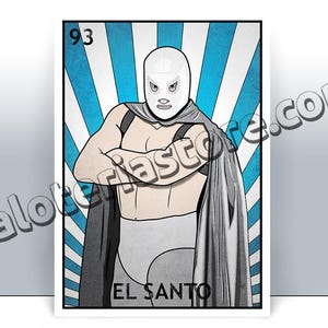El Santo Loteria Special Edition Karte - der mexikanischen Wrestler Bingo Kunstdruck - Poster - viele Größen