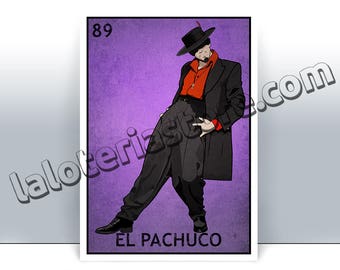 El Pachuco Loteria Card - Mexican Bingo Art Print - Poster - Many Sizes