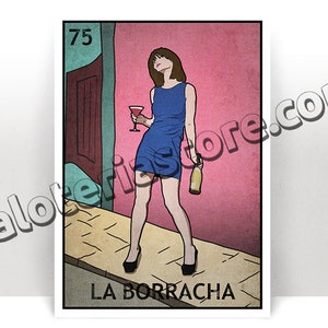La Borracha Loteria Karte - die betrunkene Dame mexikanische bingo Kunstdruck - Poster - viele Größen