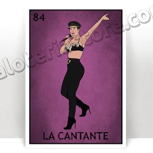 La Cantante Loteria Karte - Sänger Mexikanischer Bingo Kunstdruck - Poster - Viele Größen