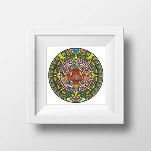 Calendario Azteca - Aztec Calendar Art Print - Poster v1 - Many Sizes