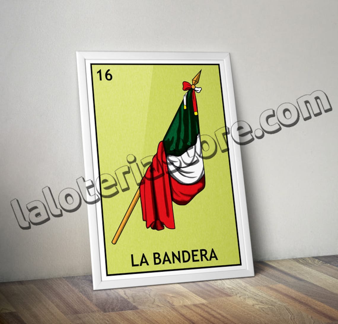 La Bandera Loteria Card the Mexican Flag Mexican Bingo Art Etsy