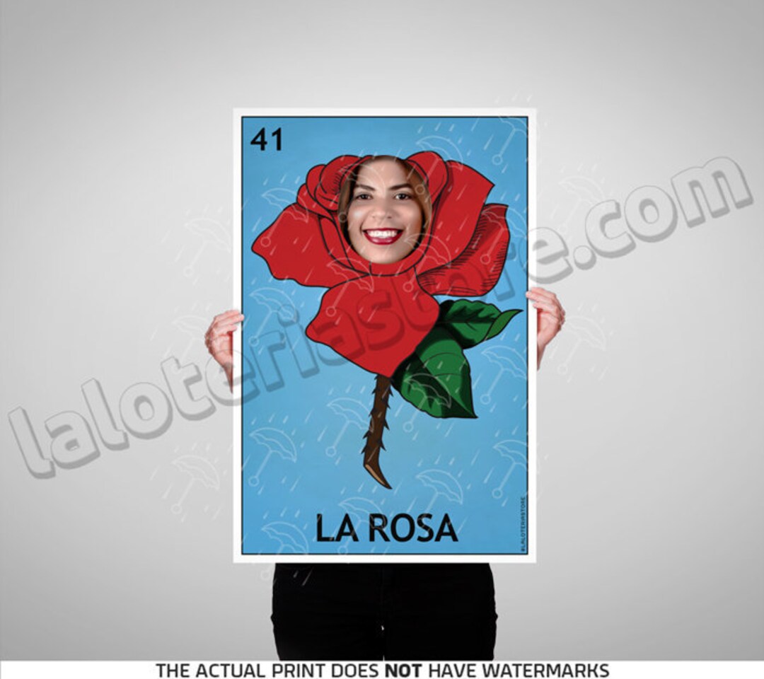 La Rosa Loteria Photo Booth Party Prop Frame Cut Out Rose Mexican