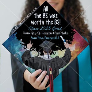Customizable Graduation Cap Topper - Boy Celebrating