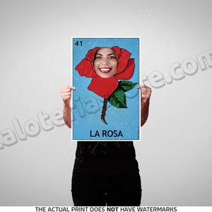 La Rosa Loteria Photo Booth Party Prop Frame Cut Out Rose Mexican Fiesta Foreground Prop Vinyl Canvas Print image 5