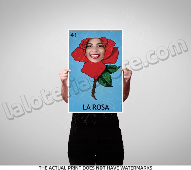 La Rosa Loteria Photo Booth Party Prop Frame Cut Out Rose Mexican Fiesta Foreground Prop Vinyl Canvas Print image 5