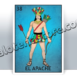 El-Apache Loteria Karte - der indischen mexikanischen Bingo-Kunstdruck - Poster - viele Größen