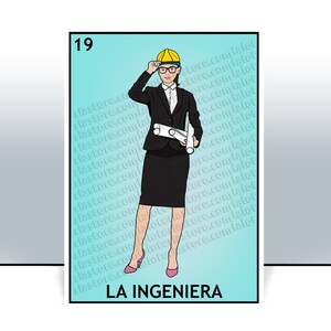 La Ingeniera Graduada Loteria Karte - der Ingenieur Absolvent mexikanischen Bingo Kunstdruck - Poster - viele Größen