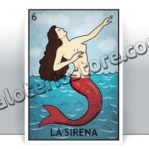 La Sirena Loteria cartes - impression d’Art mexicain Bingo la sirène - affiche - plusieurs tailles