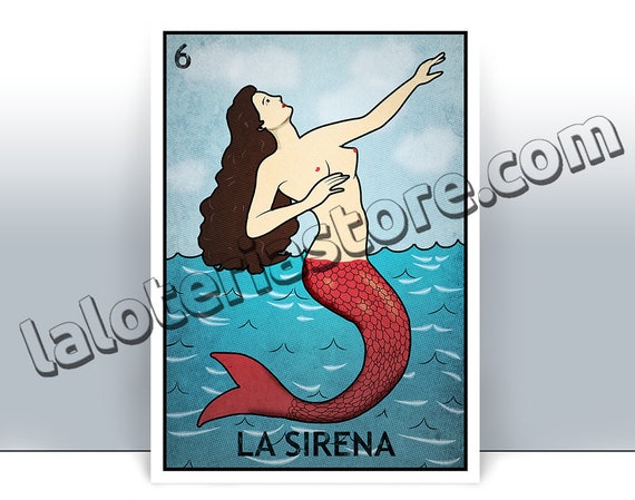 Lotería Mexicana - La Sirena - High resolution image. Illustration about  mexicana, attractive, high, haired, …