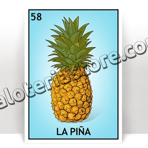 La Piña Loteria Card - Piña Mexicana Bingo Arte Impresión - Cartel - Muchos Tamaños - Pina