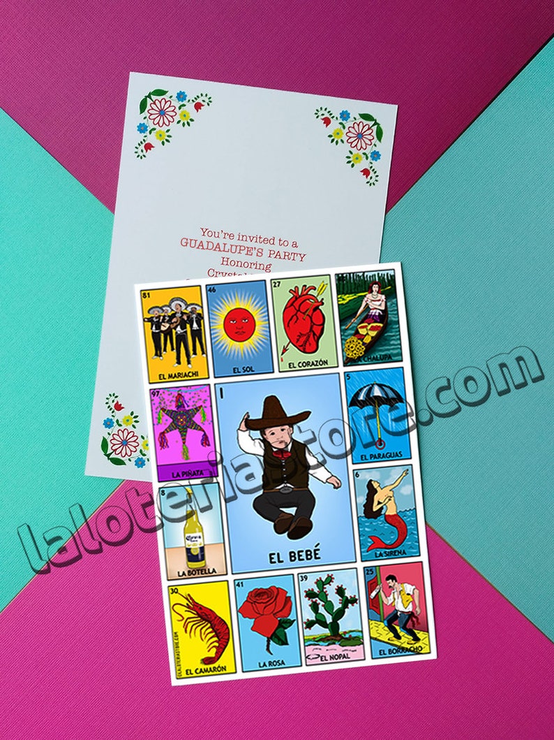 Printed Party Invitations Loteria Fiesta - 4x6 Front and Back With ...