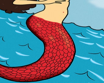 06 La Sirena Mermaid Loteria Card Poster 12x18