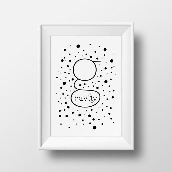 Gravity - Science Minimalist Art Print - Poster - Many Sizes