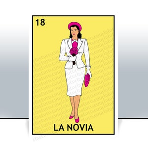 La novia Loteria Karte - Die Braut Mexikanische Bingo Art Print - Hochzeitskarte - Poster - Viele Größen