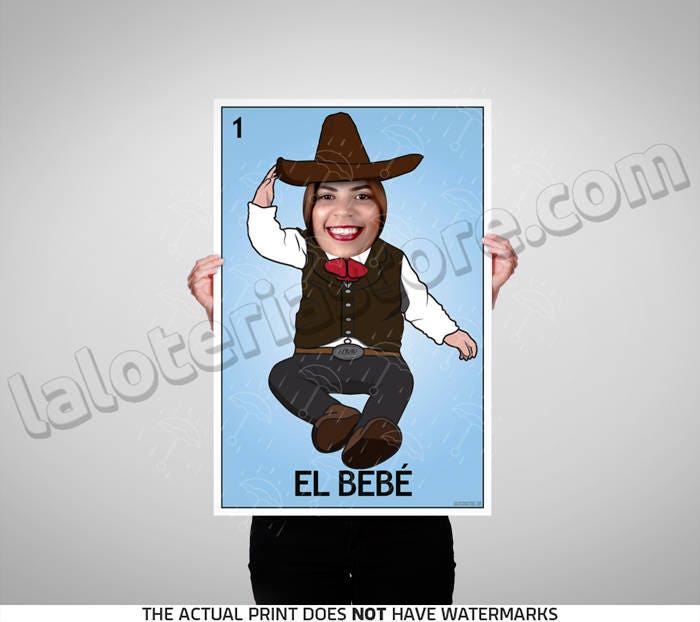 El Bebe Photo Booth 24x36 Loteria Prop Frame Mexican El Bebe Photo Booth 24x36 Loteria Prop Frame Mexican Bingo Foreground Vinyl Canvas Print