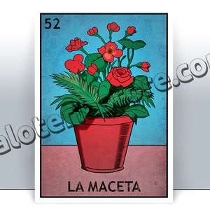 La Maceta Loteria Karte - Blumentopf mexikanischen Bingo-Kunstdruck - Poster - viele Größen