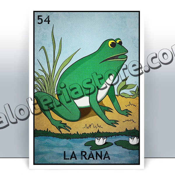La Rana Loteria Card - The Frog Mexican Bingo Art Print - Poster - Many Sizes