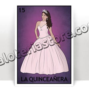 La Quinceañera Loteria Karte - Sweet 15 mexikanischen Bingo-Kunstdruck - Poster - viele Größen