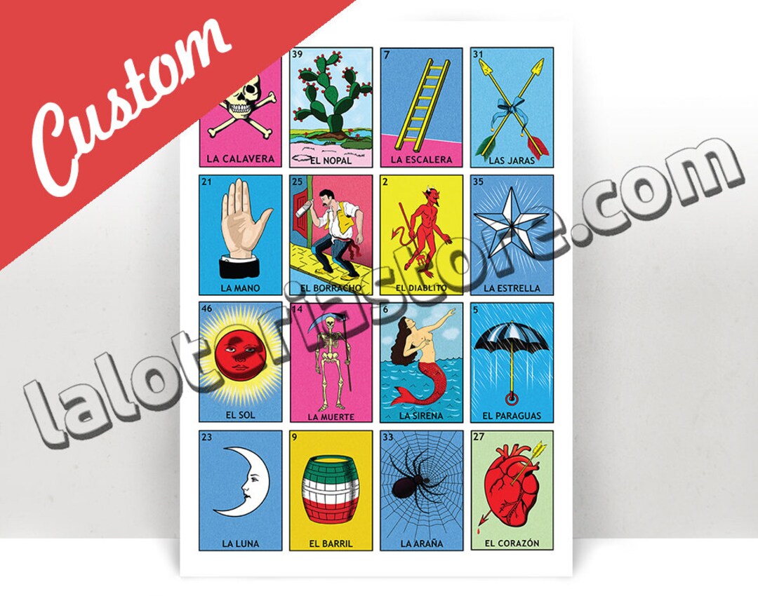 Custom Loteria Board Print - Personalized Lottery Cards Art Print - Poster - Many Sizes - Etsy