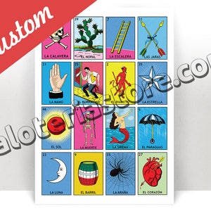 Custom Loteria Board Print - Personalized Lottery Cards Art Print - Poster - Many Sizes