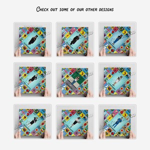 May include: Nine square prints with colorful backgrounds and illustrations of people in graduation attire. Each print features text in Spanish, such as "La Graduada" and "El Graduado", along with the year. The phrase "CHECK OUT SOME OF OUR OTHER DESIGNS" is at the top.