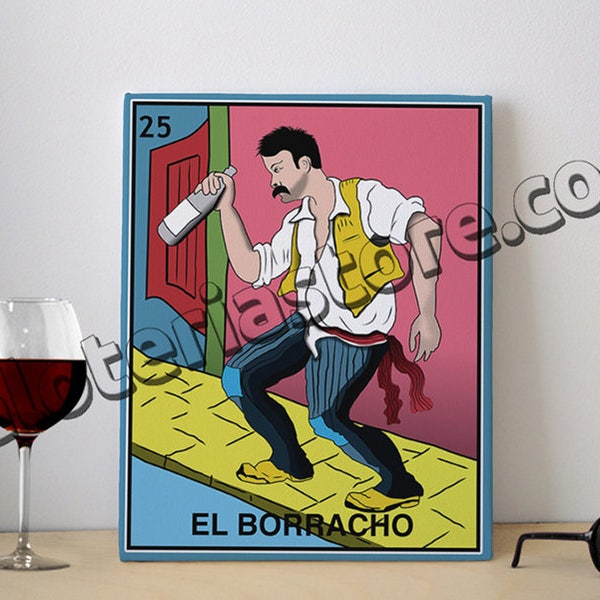 8x10" Canvas El Borracho Loteria Card Stretched And Ready for Hanging - The Drunk Mexican Bingo Art Print