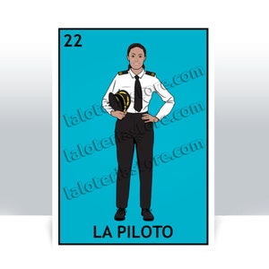 Klasse 2025 Abschluss - La Piloto Loteria Karte - Die Pilotin Mexikanisches Bingo Kunstdruck - Poster - Viele Größen - Individuell Anpassbar