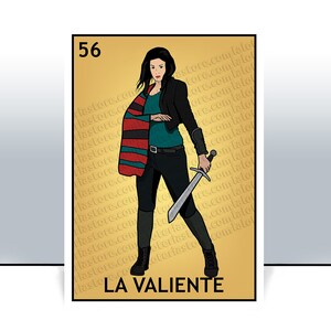 La Valiente Loteria Karte - die mutige Frau mexikanischen Bingo-Kunstdruck - Poster - viele Größen