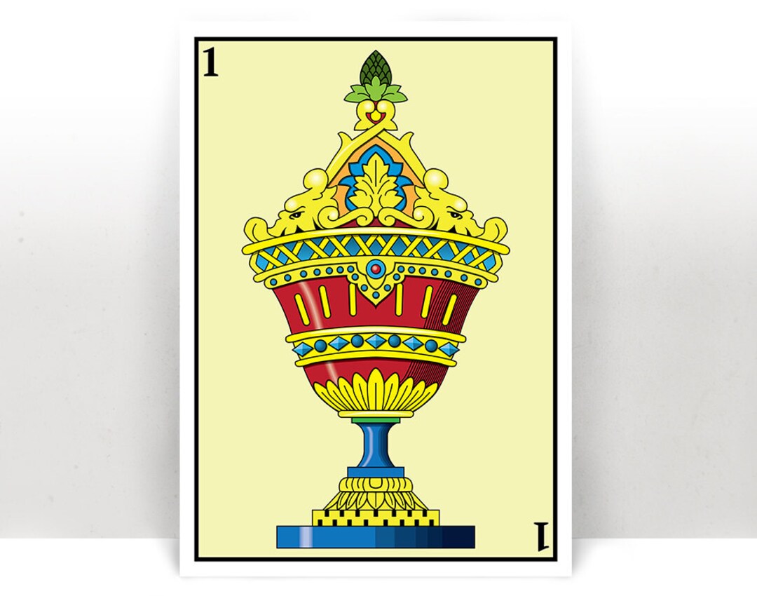 As De Copas Baraja Española Ace of Cups Spanish Deck Art Etsy