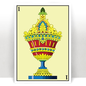 As de Copas Baraja Española - Ace of Cups Spanish Deck Art Print - Poster - Many Sizes