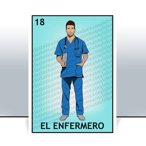 Klasse 2025 Abschluss -  El Enfermero Loteria Karte - Der Krankenschwester Mann Mexikanische Bingo Kunstdruck - Poster - Viele Größen - Individuell einstellbar