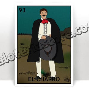 El Charro Loteria Karte - Mexikanische Cowboy Bingo-Kunstdruck - Poster - viele Größen