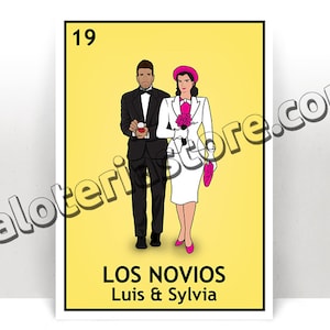 Custom Wedding Bride and Groom Loteria Alternative Groom - Los Novios Mexican Bingo Art Print - Poster - Many Sizes