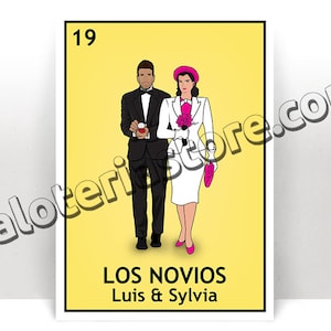 Mariage personnalisé mariés Loteria Alternative Groom - impression d'art de bingo mexicain de Los Novios - affiche - plusieurs tailles