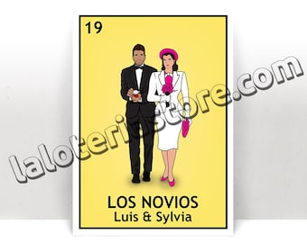 Custom Wedding Bride and Groom Loteria Alternative Groom - Los Novios Mexican Bingo Art Print - Poster - Many Sizes