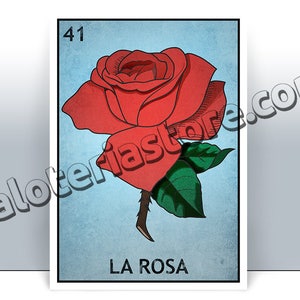 La Rosa Loteria Card - The Rose Mexican bingo Art Print - Poster - Many Sizes