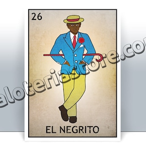 El Negrito Loteria Karte - mexikanischen Bingo-Kunstdruck - Poster - viele Größen