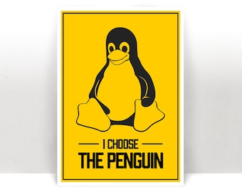 Póster con impresión artística de Elijo al pingüino - Linux Tux - Varios tamaños