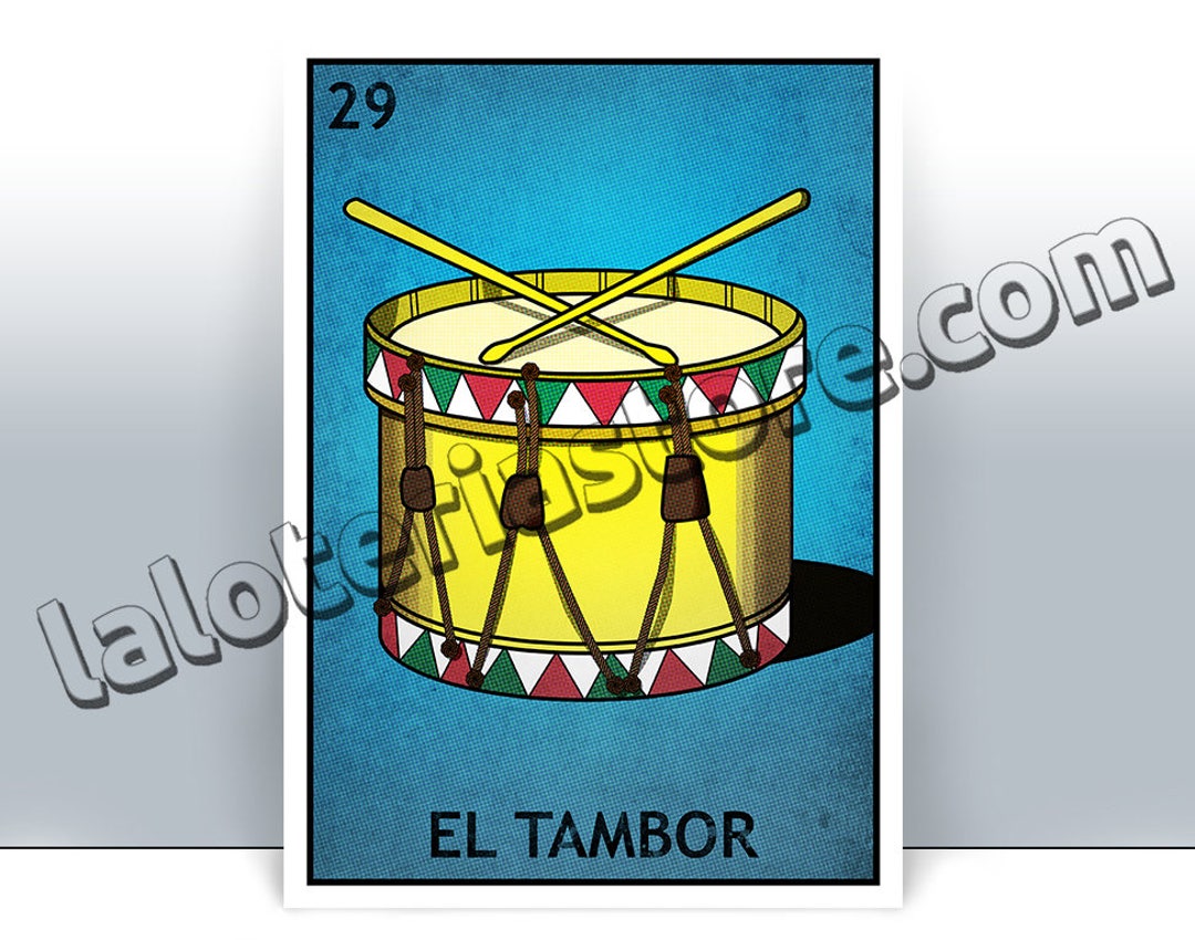 El Tambor Loteria Card Drum Mexican Bingo Art Print Poster Many Sizes Etsy